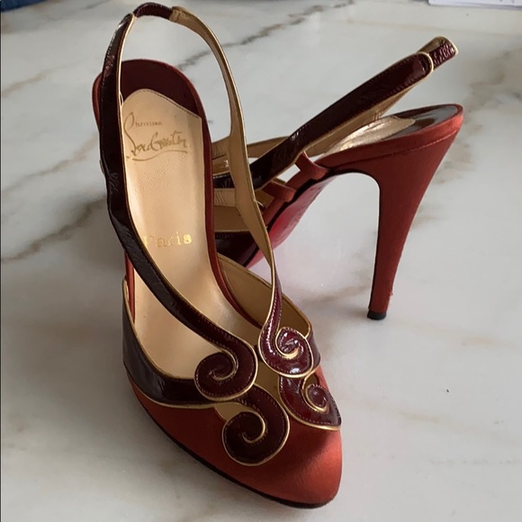 Christian Louboutin satin sling back heels size 40 - Picture 1 of 6